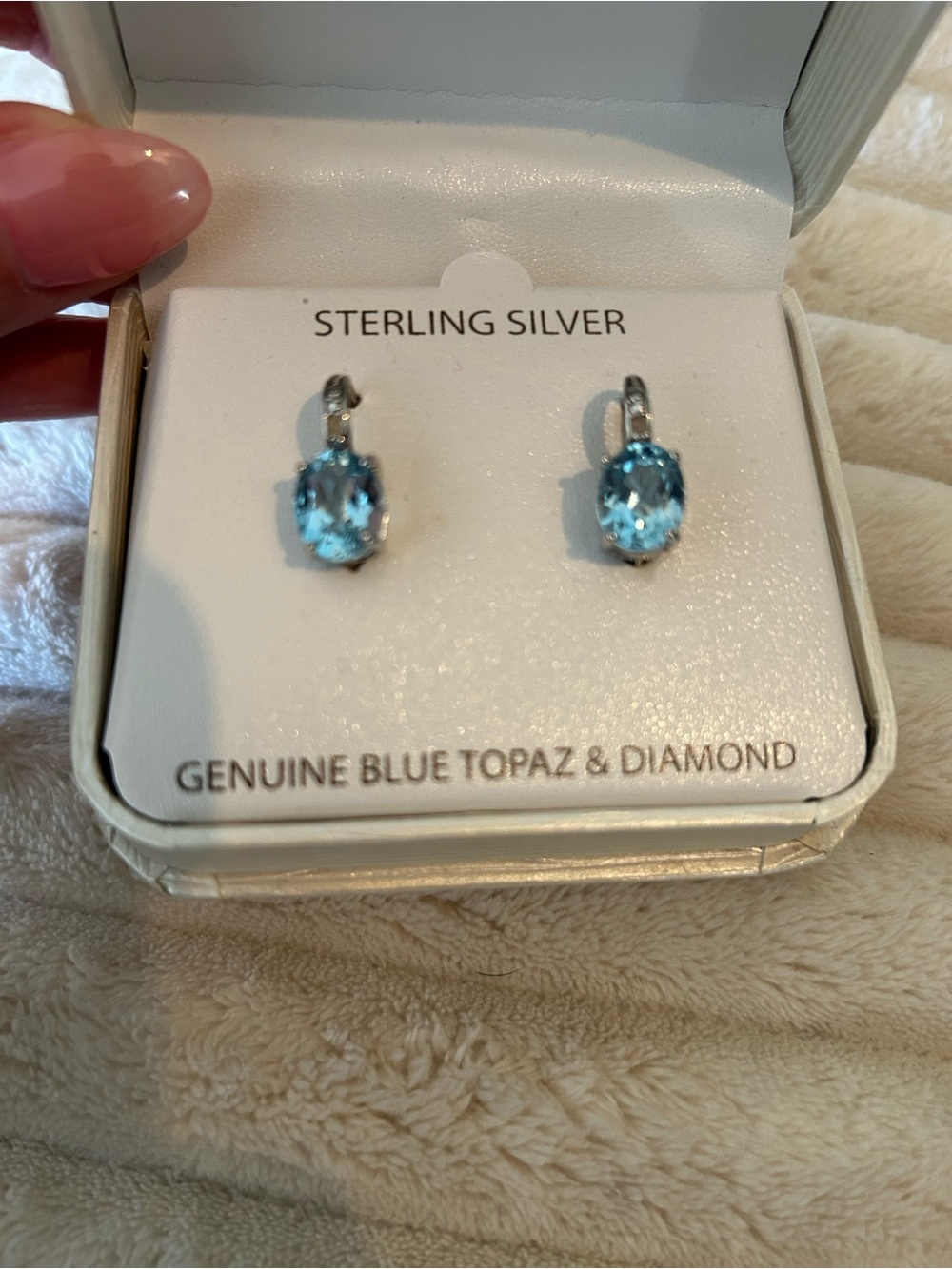 Blue Topaz & Genuine Diamond Drop Earrings